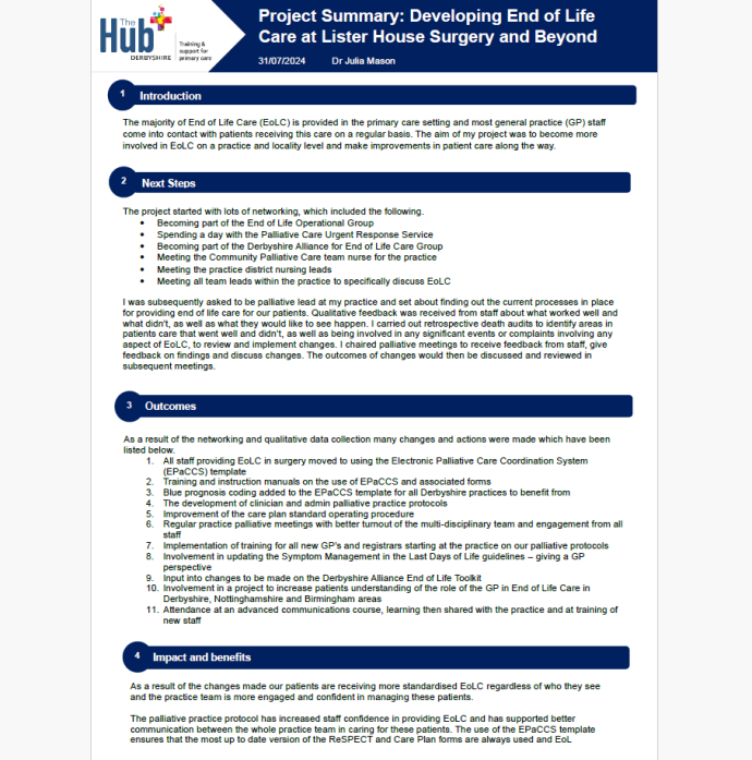 QI Project Summary - End of life care - Julia Mason